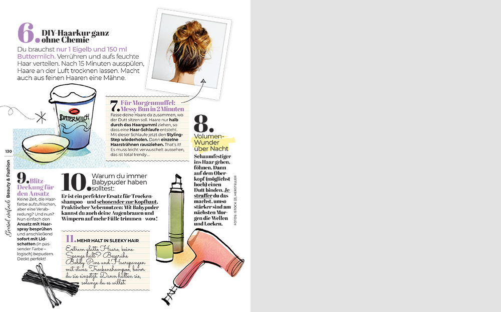 Elf Tricks für schöne Haare, die zweite Seite